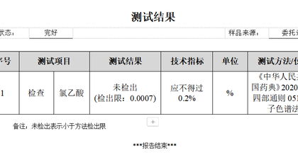 羧甲淀粉钠氯乙酸检测助力唐山药企解决原料质量验证难题